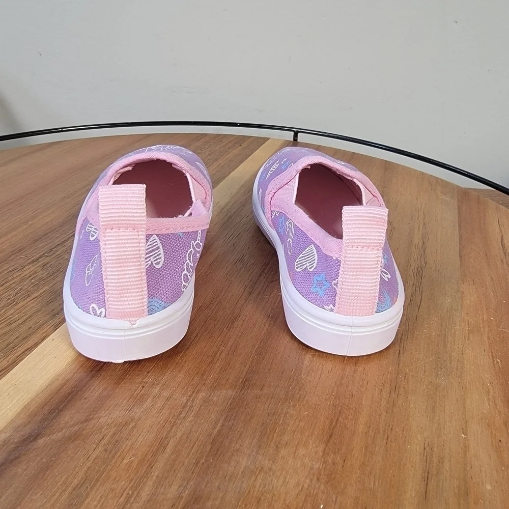 Canvas Slip on Loafers Sneakers Unicorns Rainbows Hearts Stars Print Size 5